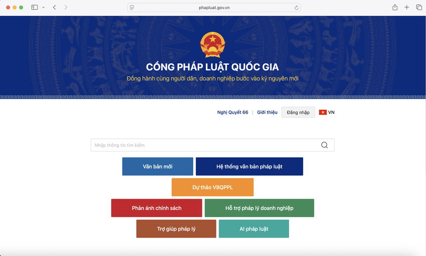 Hướng dẫn sử dụng Cổng Pháp luật quốc gia